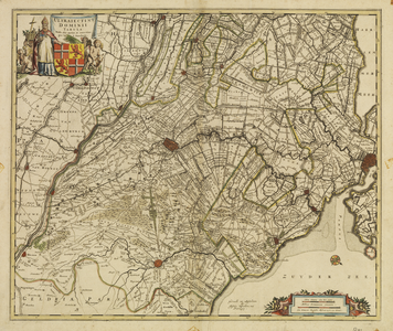 216002 Kaart van de provincie Utrecht met aangrenzende delen van Noord- en Zuid-Holland, Gelderland en de Zuiderzee; ...